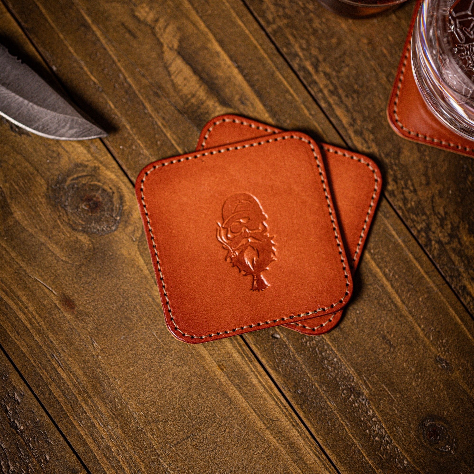 Jeremy Siers Leather Coaster Set
