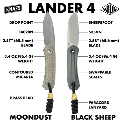 Lander 4 Fixed Blade Knife - Moondust Micarta