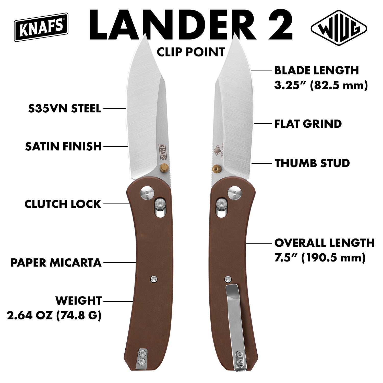 Lander 2 Pocket Knife - Clip Point - S35VN