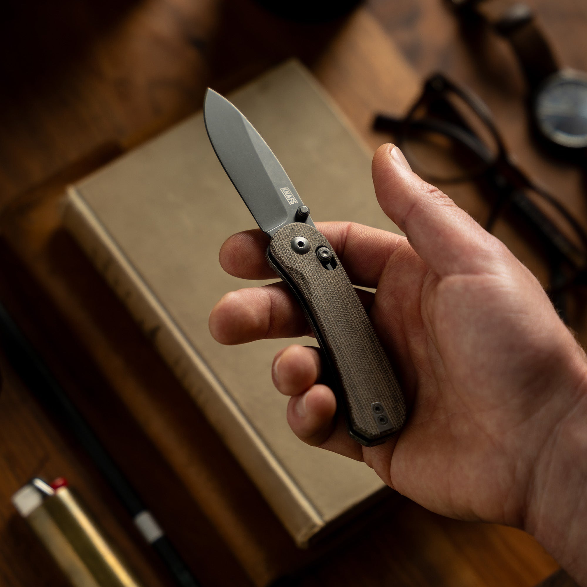 Lander 3 Pocket Knife - Moondust Micarta - Clutch Lock